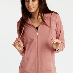 Sofra Women's Cotton Lightweight Zip Up Hoodie Sweater HDC7000 Mauve Rose